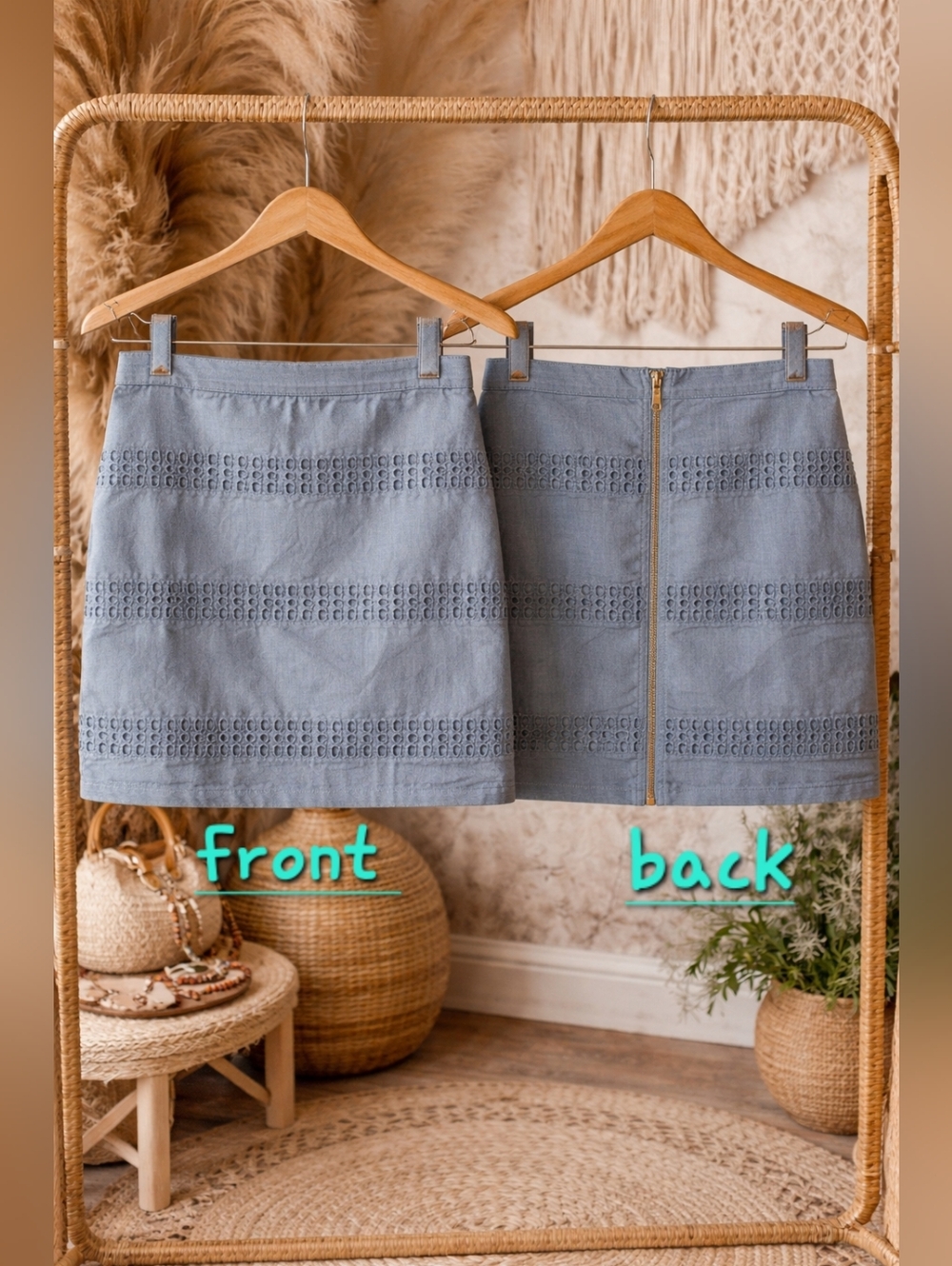 Classic GAP Chambray Eyelet A-Line Skirt Size 4 NWT